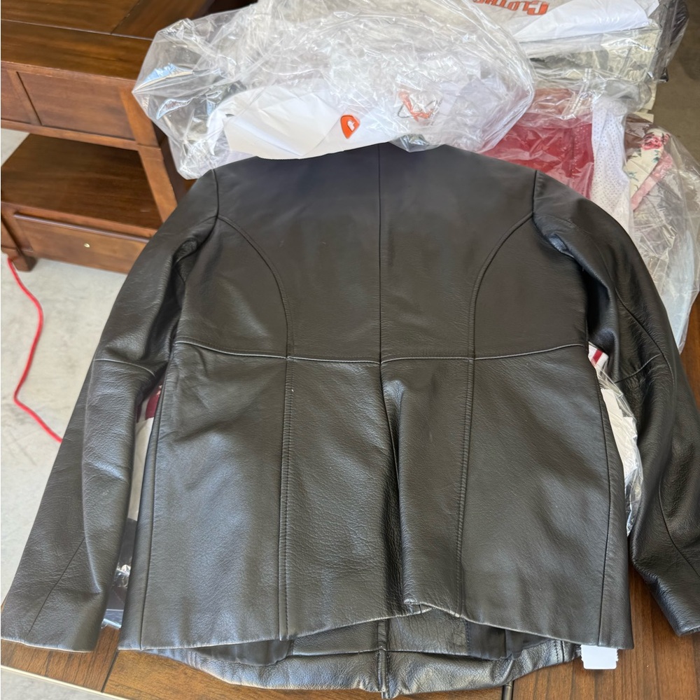 Vintage Wilsons Black Leather Motorcycle Jacket women Classic Moto Biker Coat - Picture 3 of 6